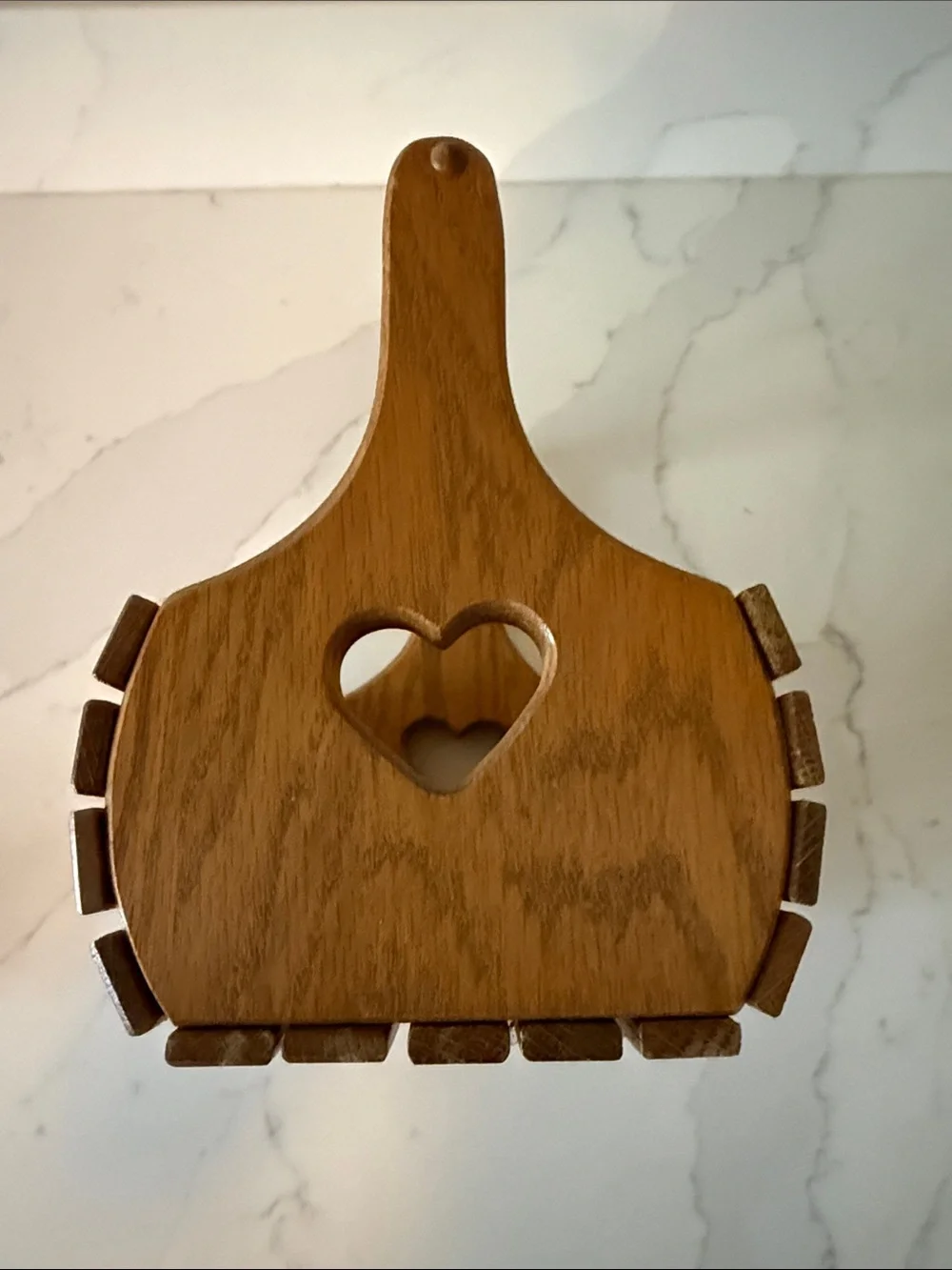 Wooden Heart Accent Caddy Basket - Brown